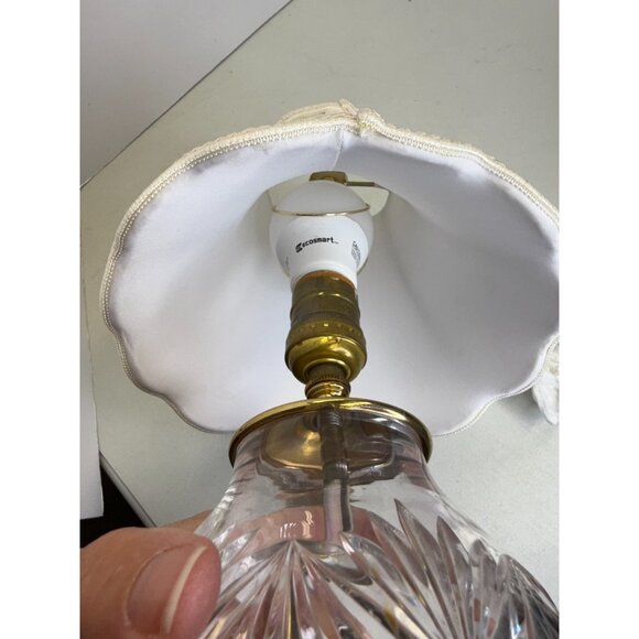 Waterford Cut Crystal Table Lamp with Solid Brass Footed Base + Shade - Picture 10 of 16